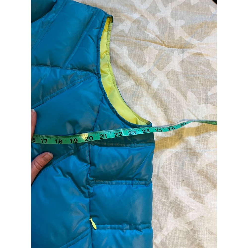 Cabelas Goose Down Puffer Vest Teal Yellow XL 650 Fill Power - Picture 5 of 10